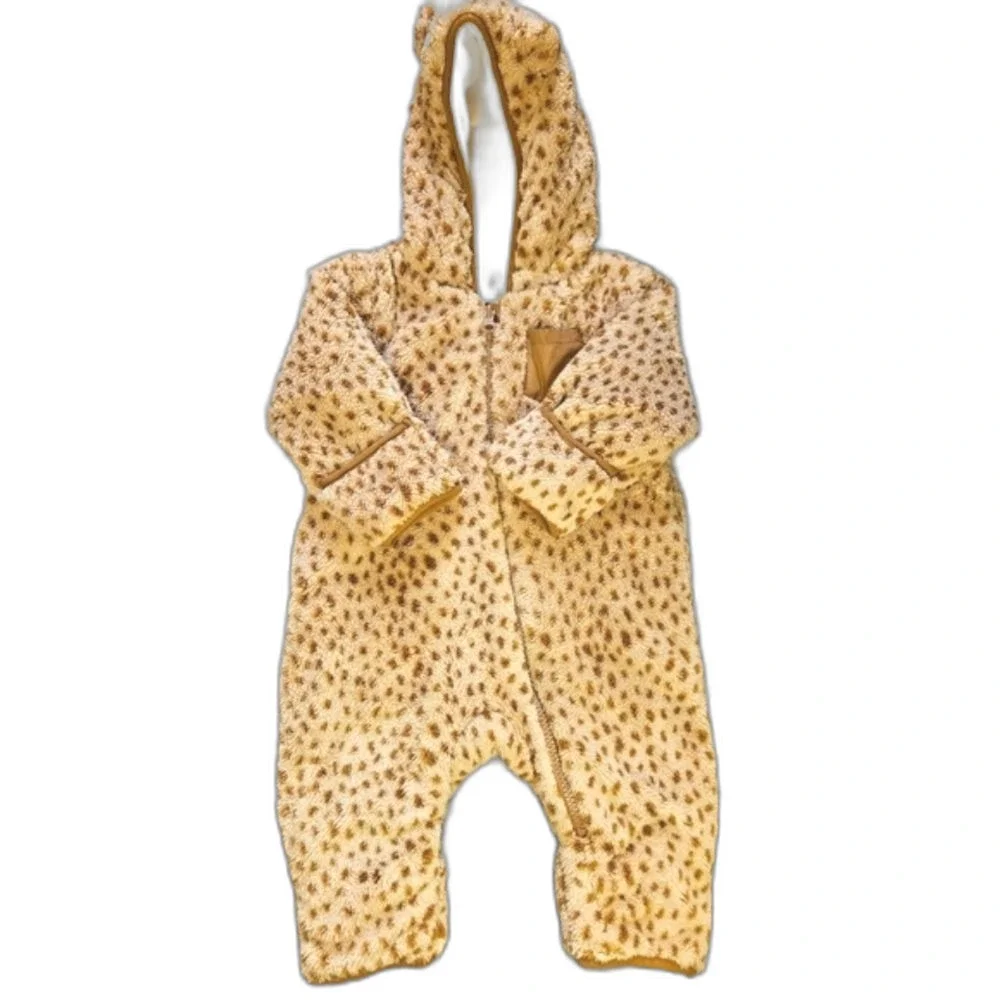 Infant Wonder Nation Cheetah Winter Fleece Body Suit Footie Hand covers Sz 6-9M